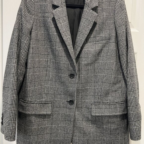 Everlane The Oversized Blazer in Wool Glen Plaid Size 12 - Picture 2 of 12